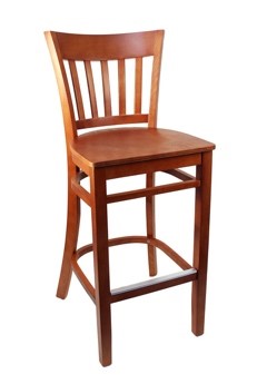 EC10 Cherry Vertical Wood Ladder Back Stool