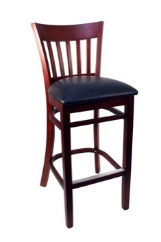 EC11 Mahogany Vertical Wood Ladder Back Stool