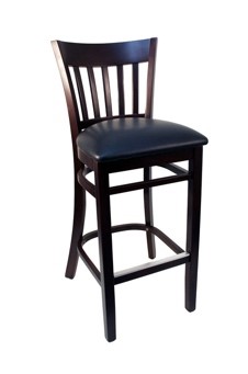 EC13 Walnut Vertical Wood Ladder Back Stool