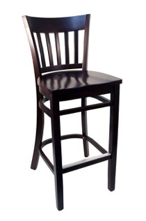 EC14 Walnut Vertical Wood Ladder Back Stool